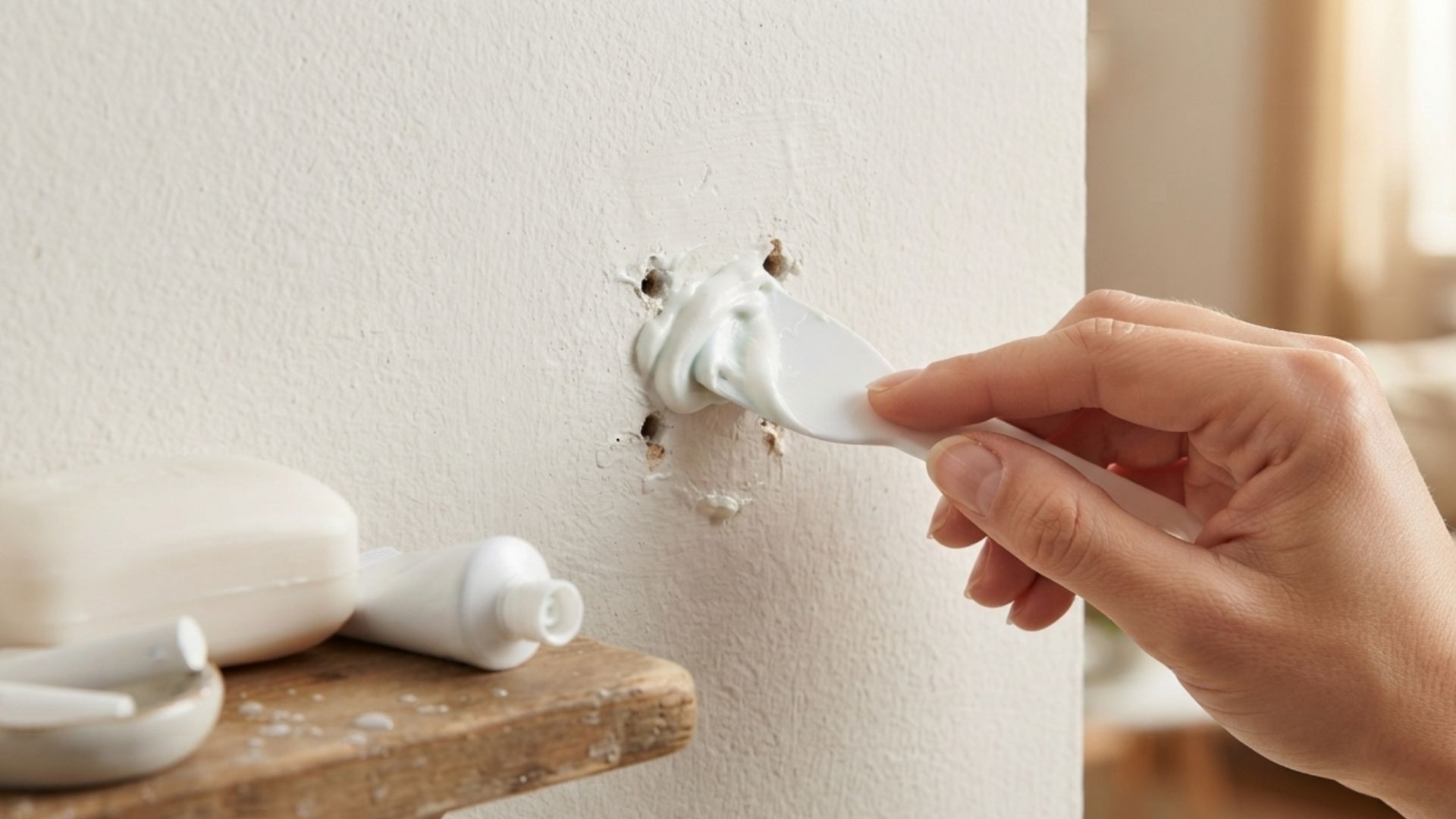 Sabonete branco, pasta de dente ou giz escolar molhado podem ser utilizados para vedar furos temporariamente. • Google