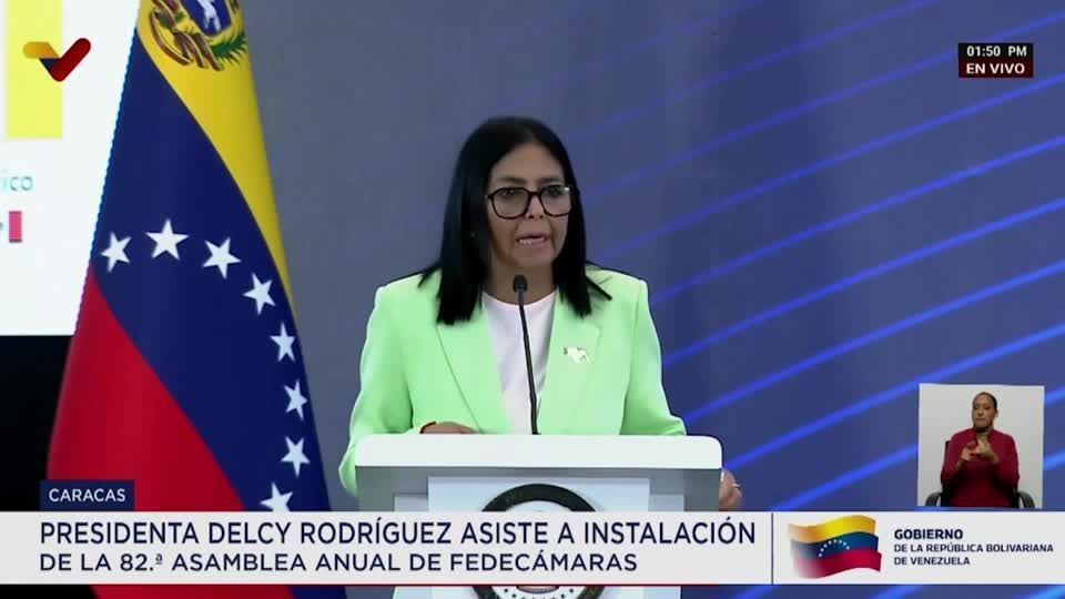 Delcy Rodríguez em coletiva