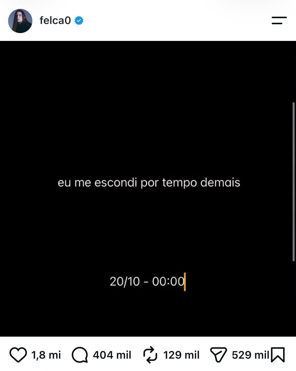 Felca anuncia novo vídeo nas redes sociais • Reprodução/redes sociais