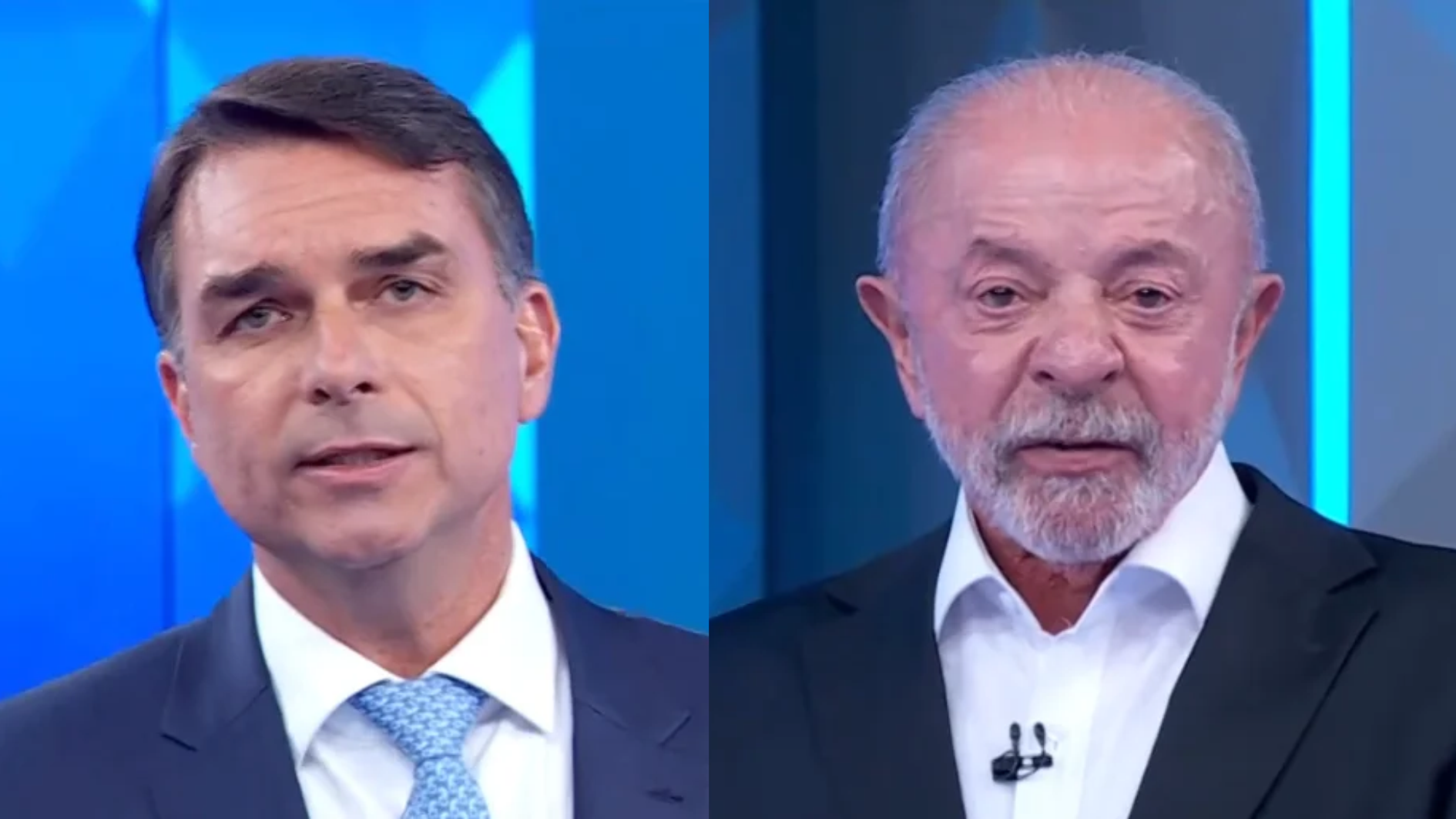 Flávio Bolsonaro (PL) e Lula (PT) em debate presidencial na rede Globo