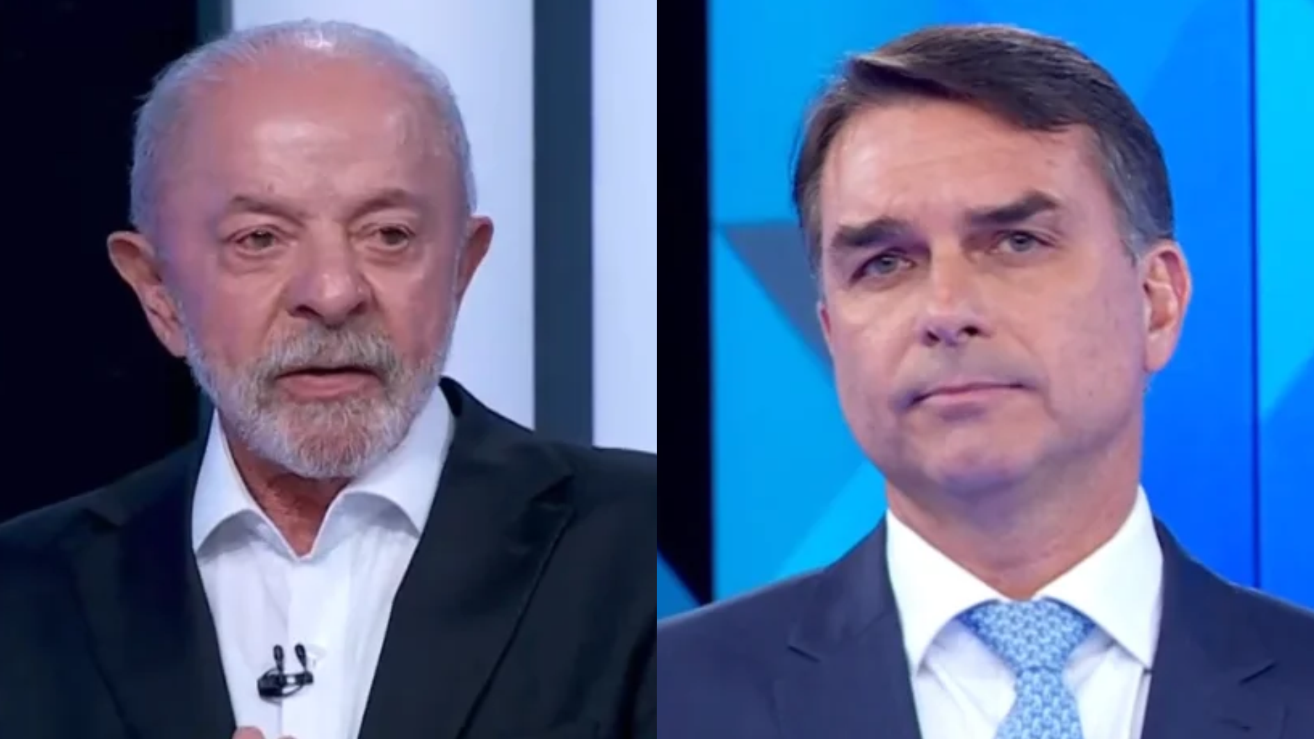 Lula (PT) e Flávio Bolsonaro (PL) em debate presidencial na rede Globo