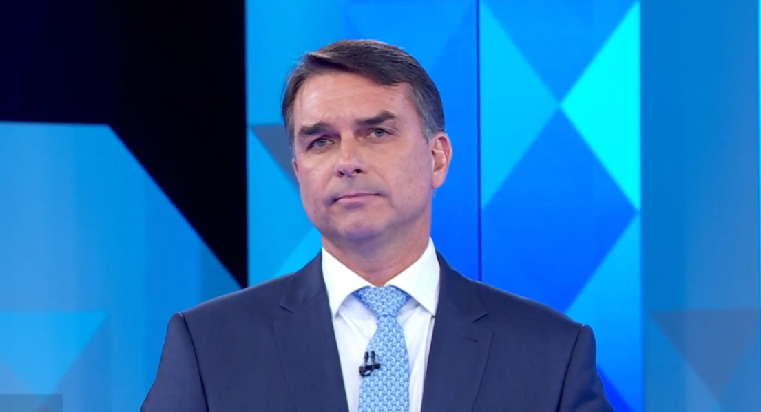Candidato à Presidência Flávio Bolsonaro (PL) no debate da TV Globo