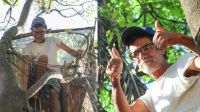 Aos 53 anos, homem vive em árvores há mais de uma década construindo abrigos com paletes e cobertores
