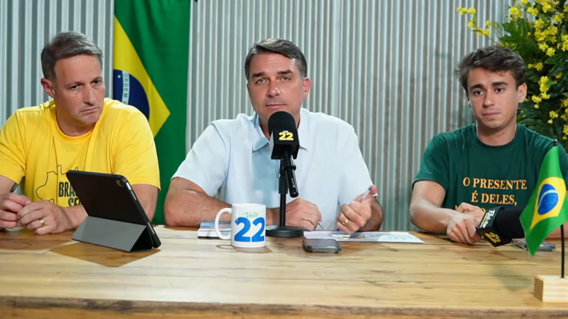 Guilherme Derrite (PP), Flávio Bolsonaro (PL) e Nikolas Ferreira (PL)