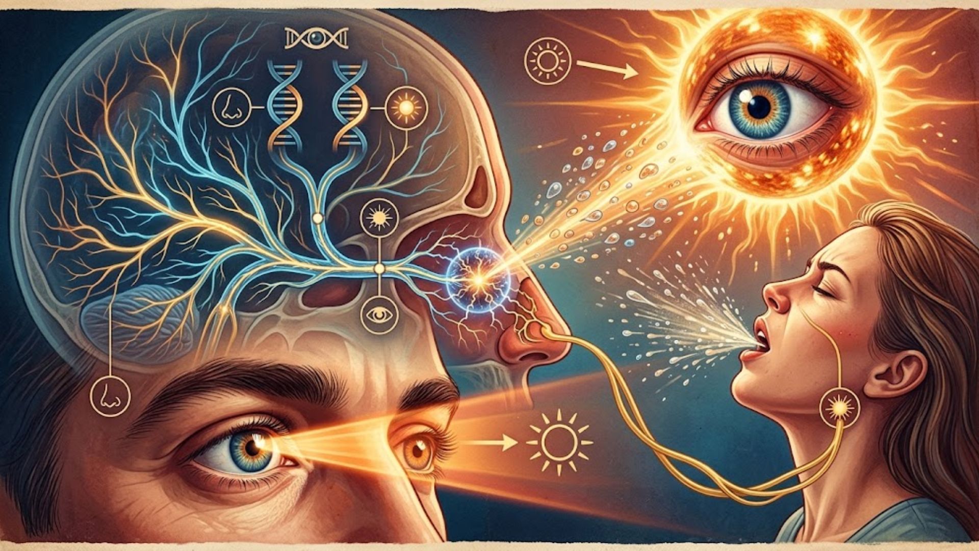 spirrar ao olhar para a luz não é mania: entenda a síndrome hereditária que atinge até 37% das pessoas