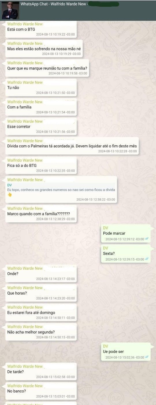 Conversa entre Daniel Vorcaro e Walfrido Warde • Reprodução