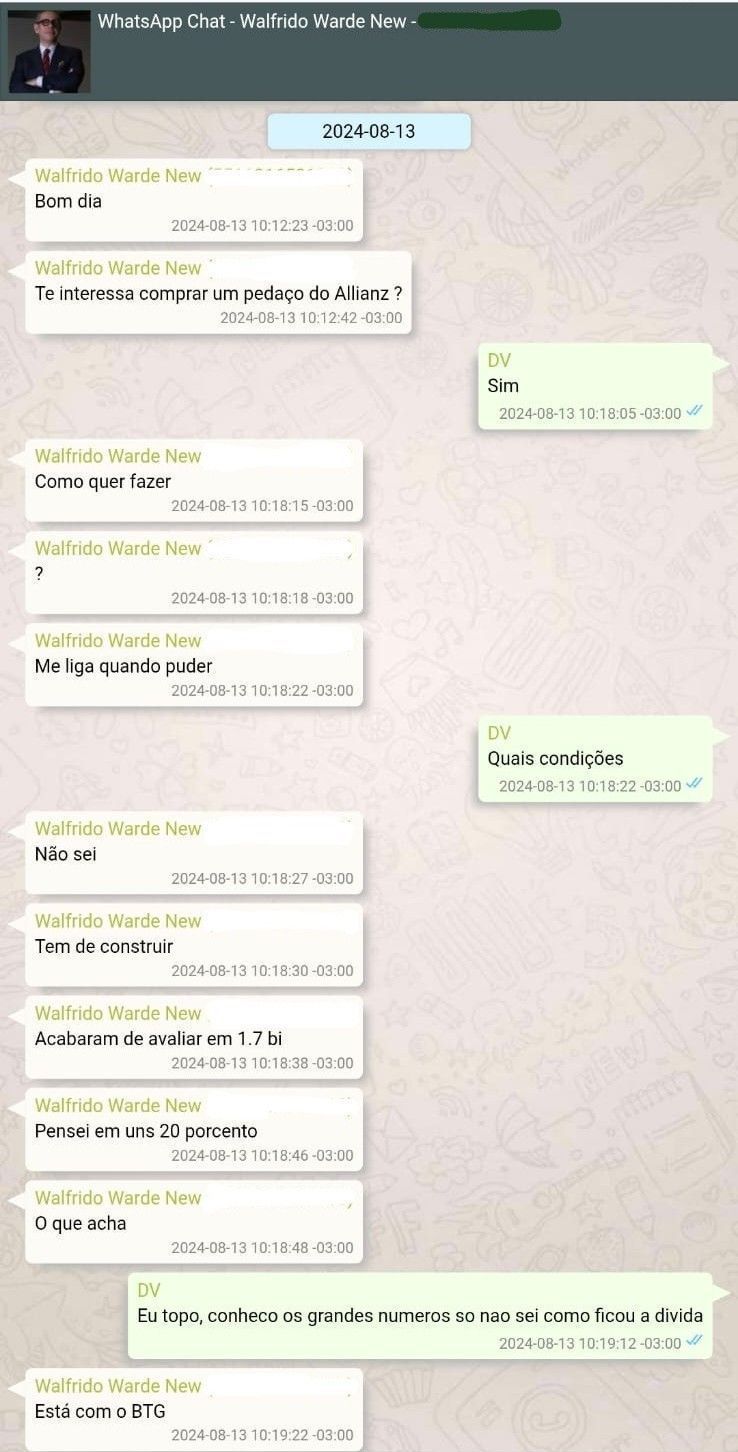 Conversa entre Daniel Vorcaro e Walfrido Warde • Reprodução