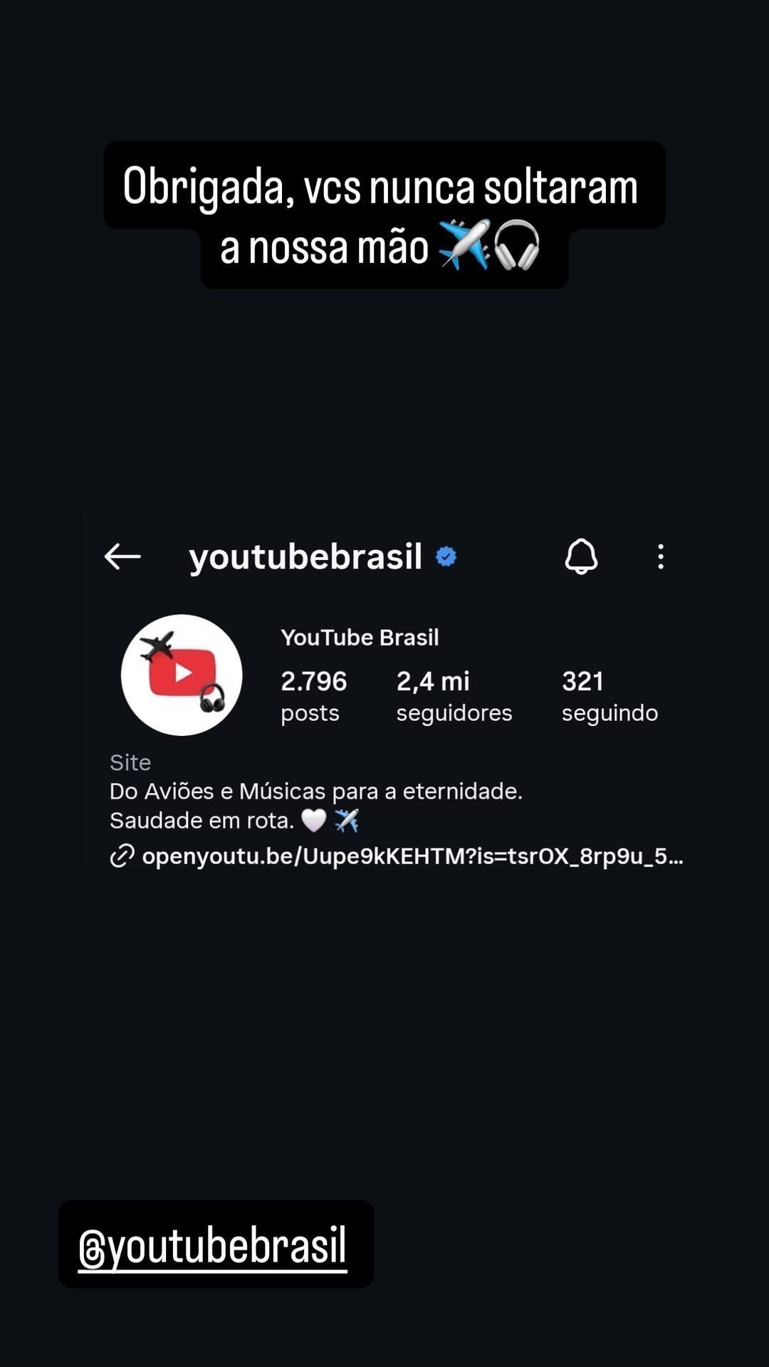 Mila, esposa de Lito Sousa, compartilha homenagem que YouTube fez para Lito Sousa • Instagram/Mila Seidl