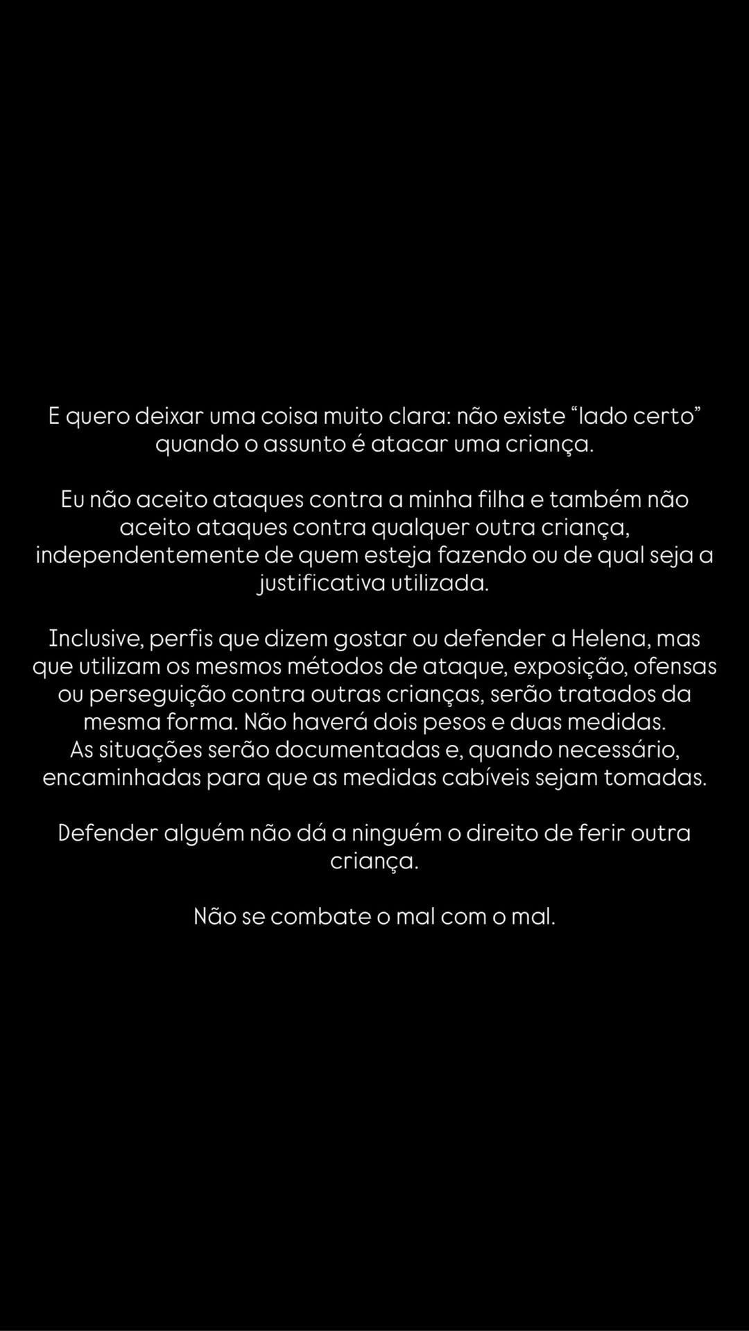 Amanda Kimberlly faz relato sobre ataques à sua filha, Helena • Instagram/Amanda Kimberlly