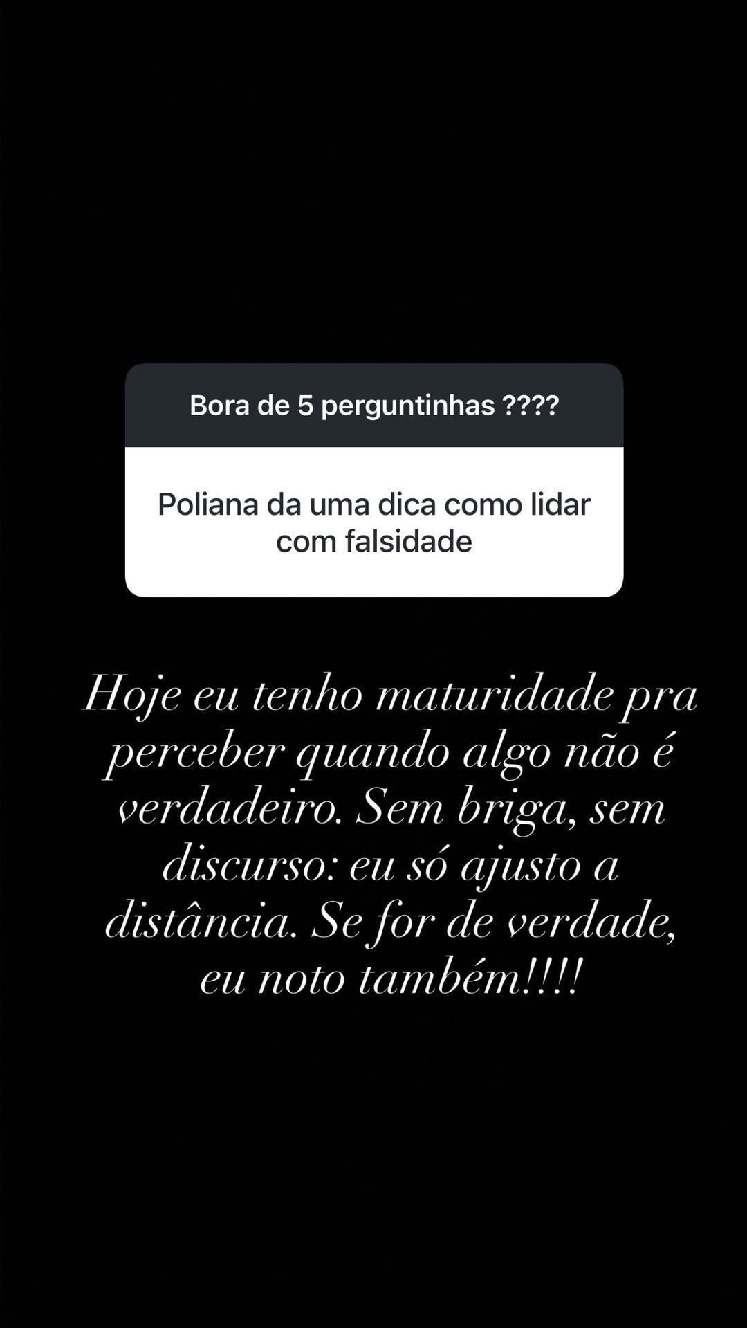 Poliana Rocha d&aacute; dica sobre falsidade e f&atilde;s apontam indireta; veja &bull; Instagram/Poliana Rocha