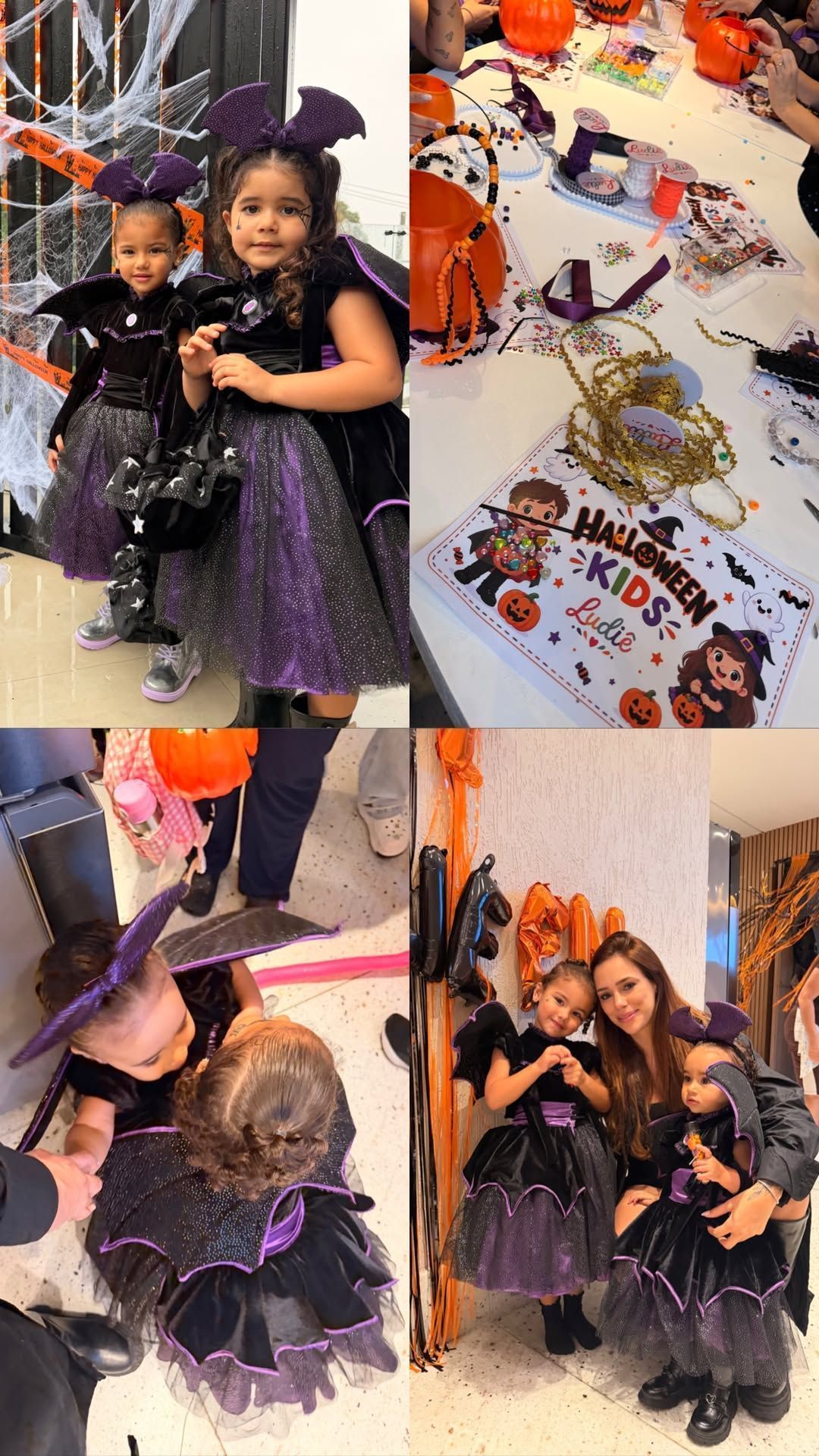 Mavie e Mel vestidas de morceguinhas para o Halloween • Instagram/ Bruna Biancardi