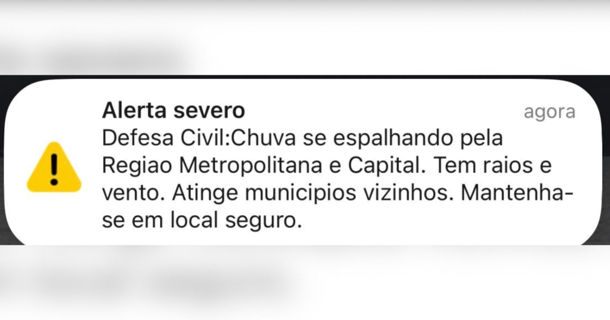 Defesa Civil emite alerta de chuva para Região Metropolitana de São Paulo