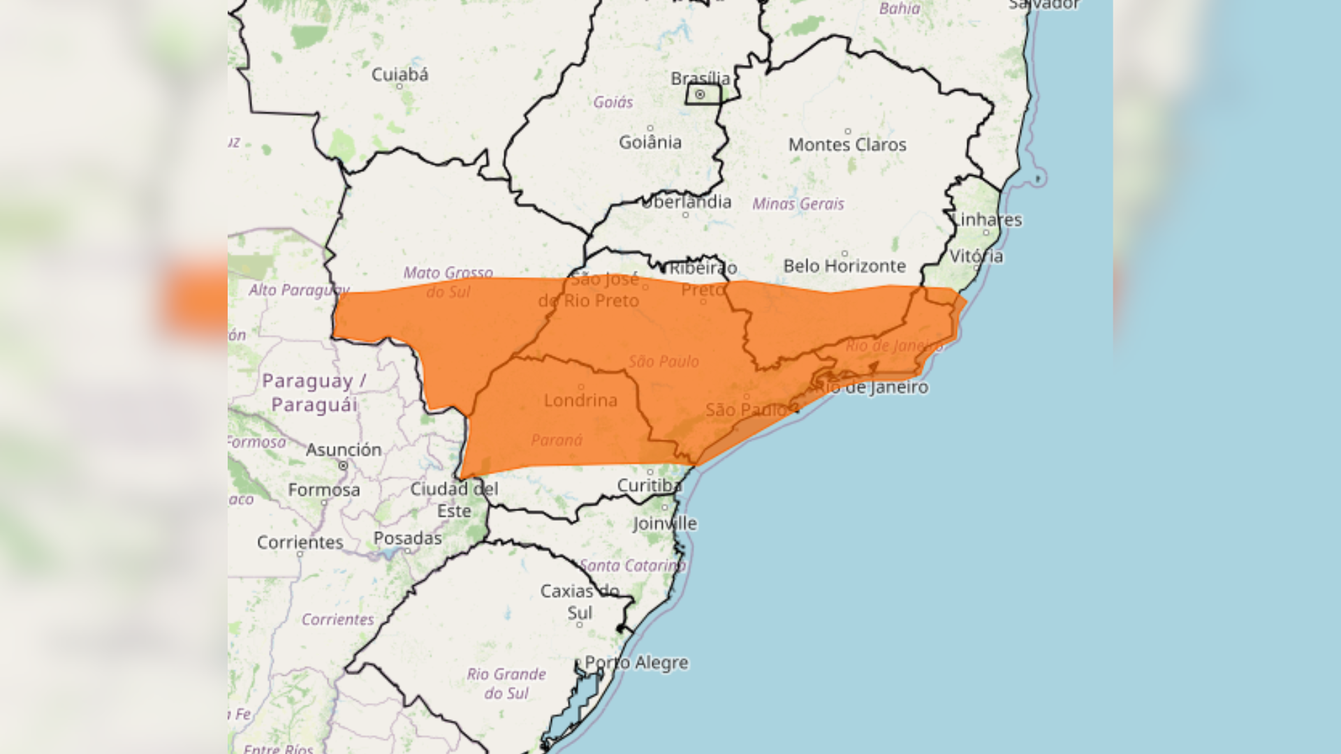 mapa brasil estados afetados pela tempestade segundo o Inmet