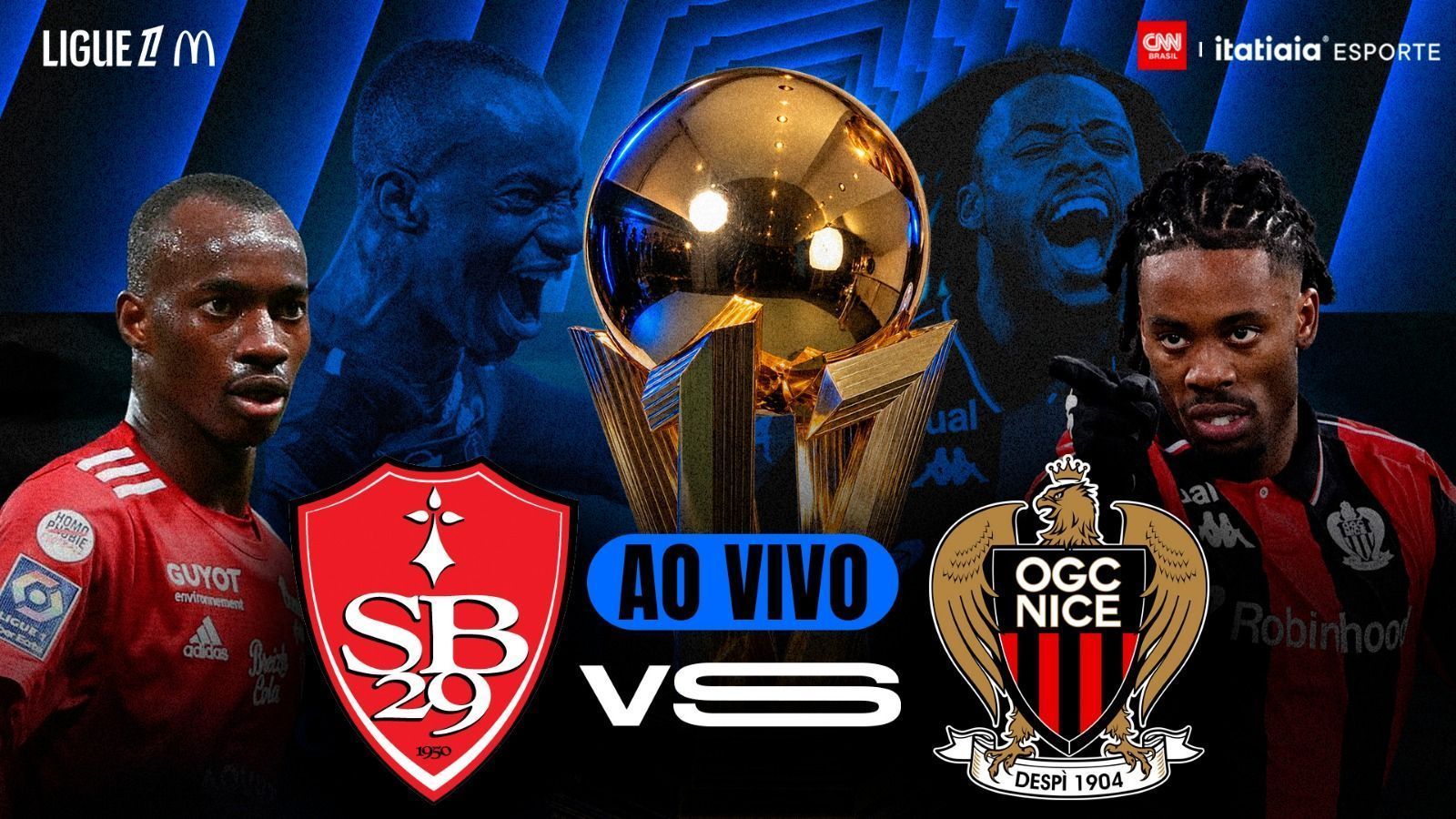 Imagem de destaque do post: Brest x Nice: assista ao jogo da Ligue 1 ao vivo e com imagens