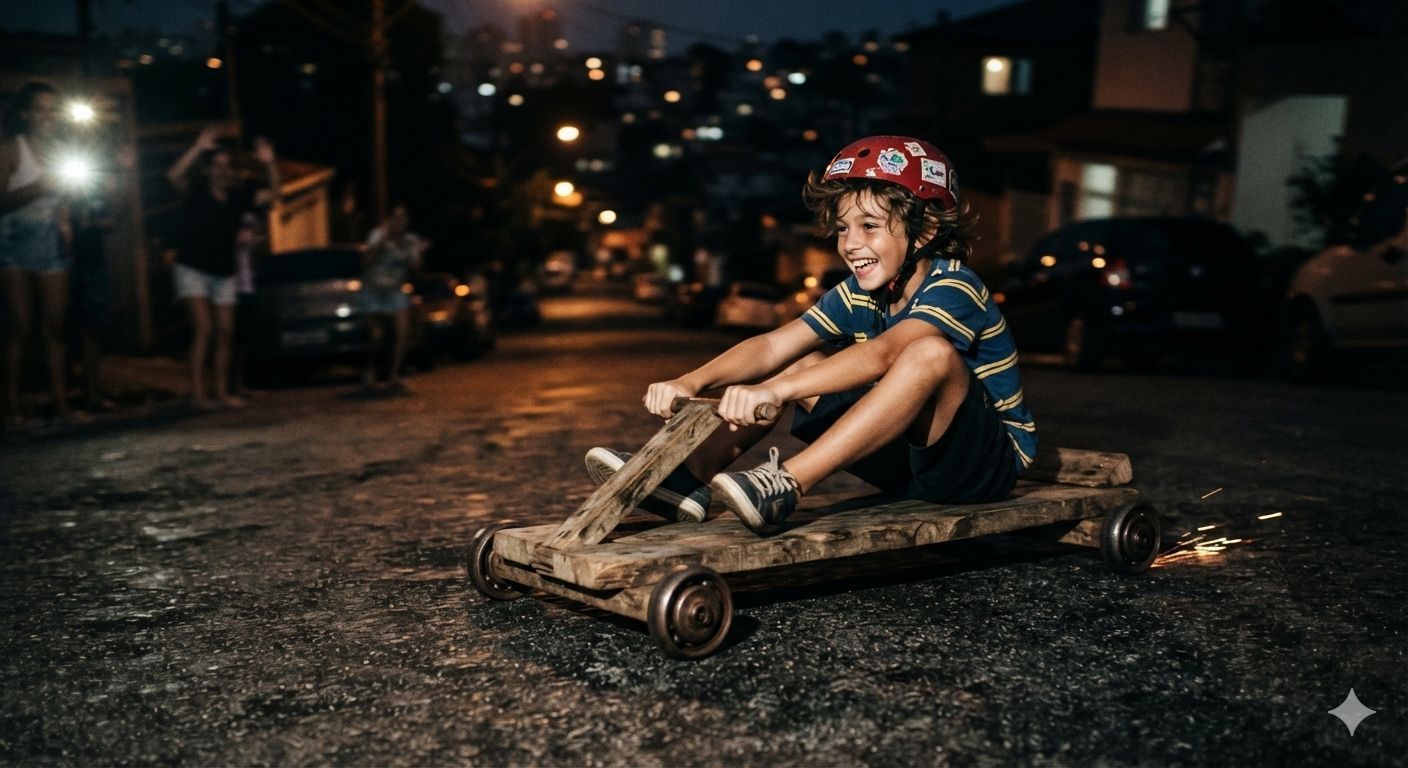 Imagem de destaque do post: Do barulho no asfalto às memórias de infância: como o carrinho de rolimã conquistou as ladeiras do Brasil