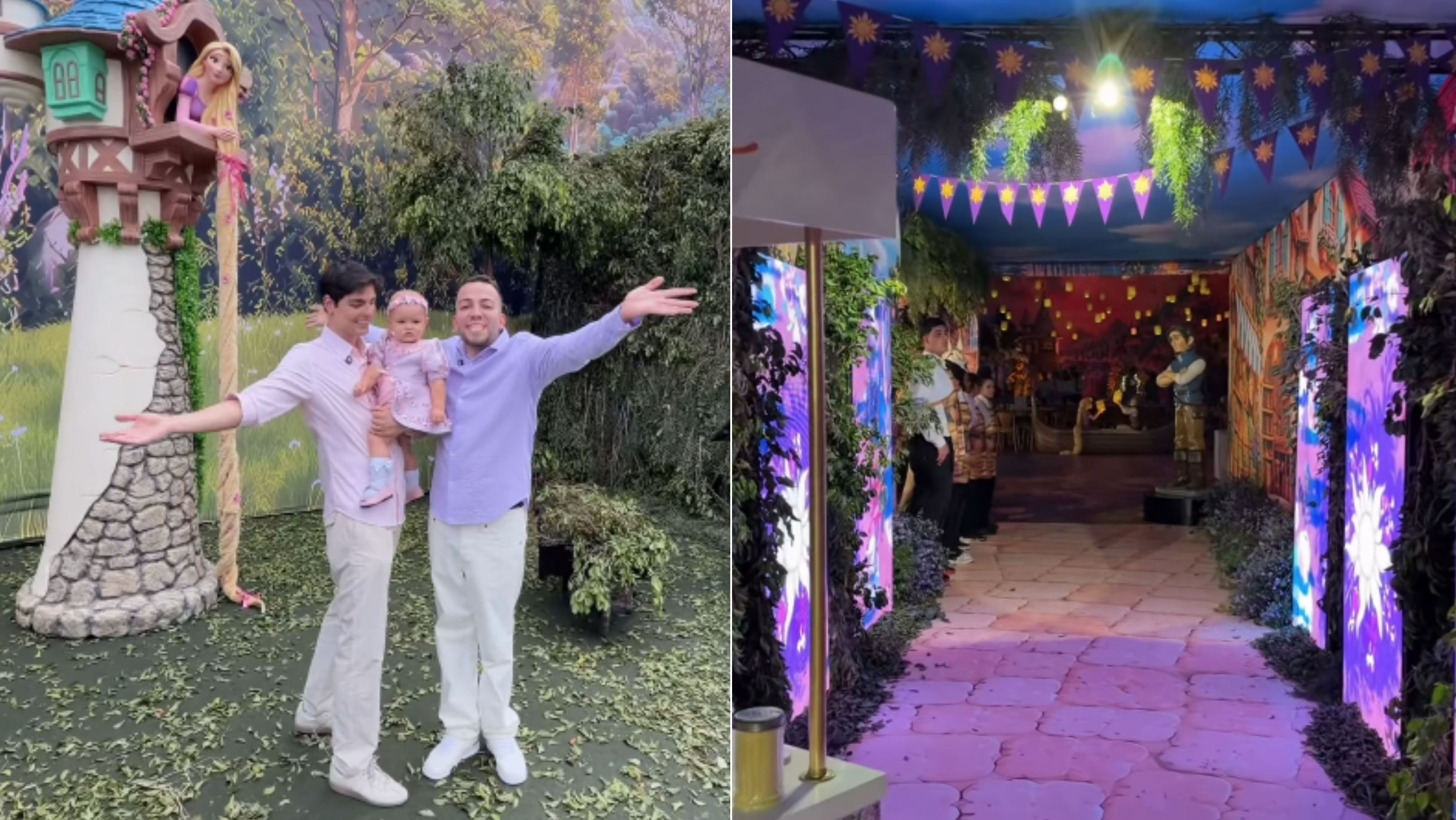 Lucas Rangel e o marido, Lucas Bley, no aniversário de 1 ano da filha Mia