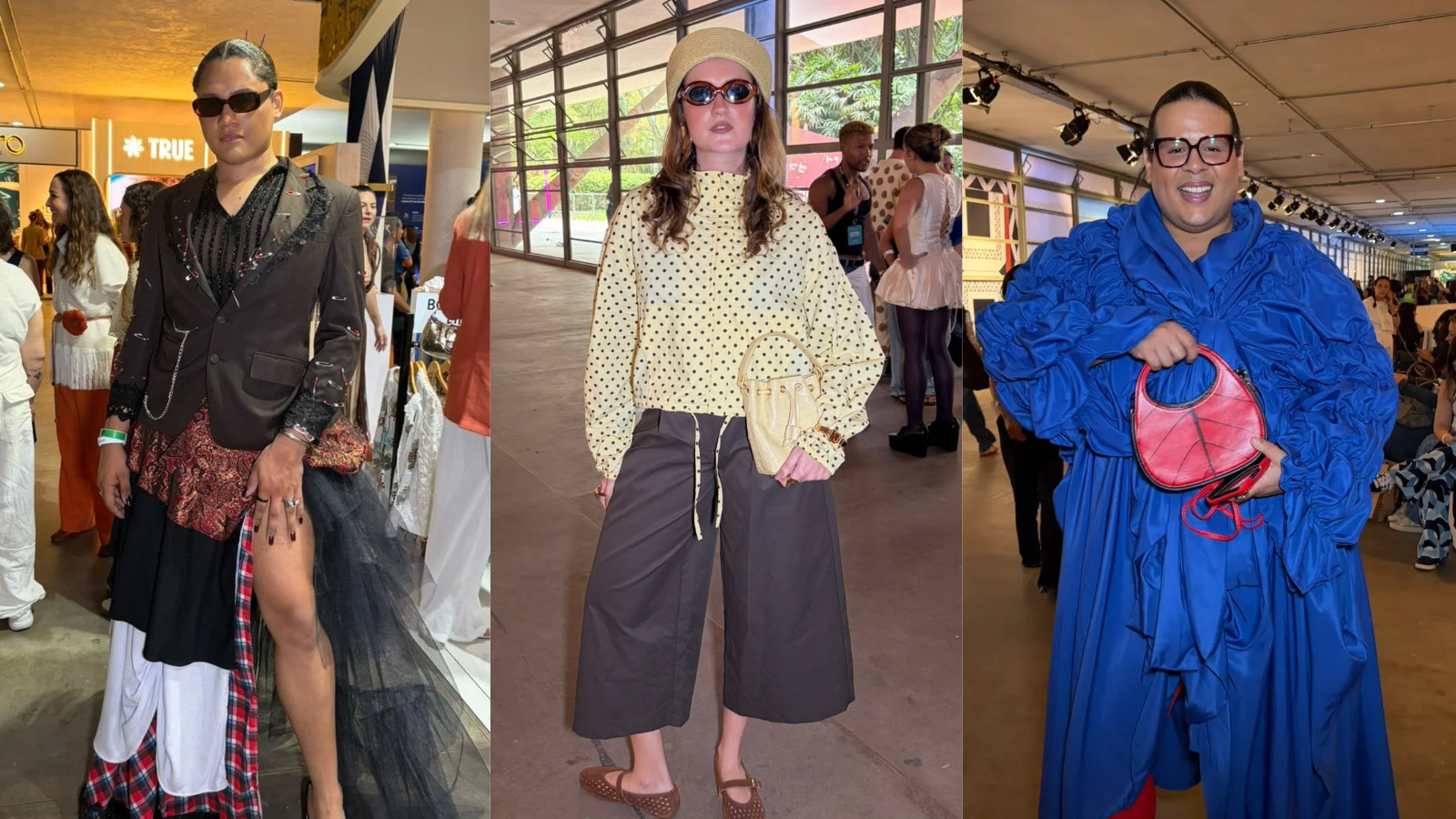 Visitantes da SPFW N61 no terceiro dia de desfiles no Pavilhão das Culturas Brasileiras, localizado no Parque Ibirapuera