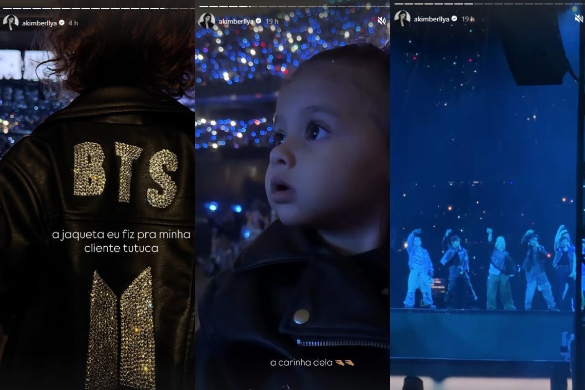 Amanda Kimberlly levou a filha Helena ao show do BTS &bull; Instagram/Amanda Kimberlly