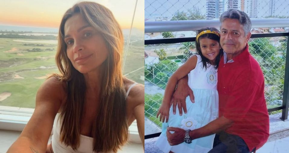 Imagem de Flávia Alessandra em entrevista, sorridente.