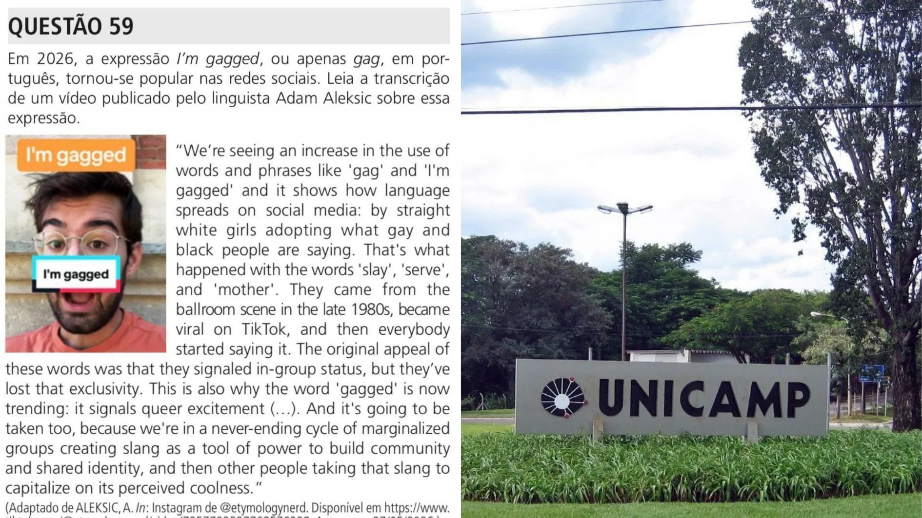 "Gag": entenda expressão que caiu no vestibular da Unicamp