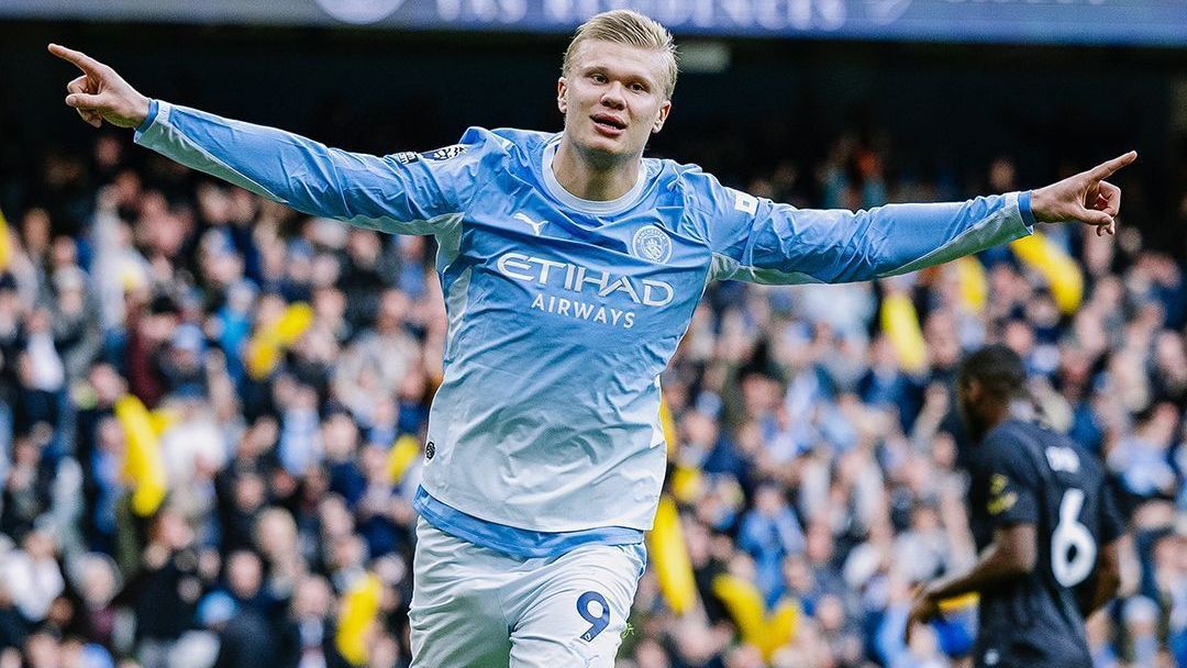Imagem de destaque do post: Haaland marca duas vezes, e Manchester City mantém 100% na Premier League
