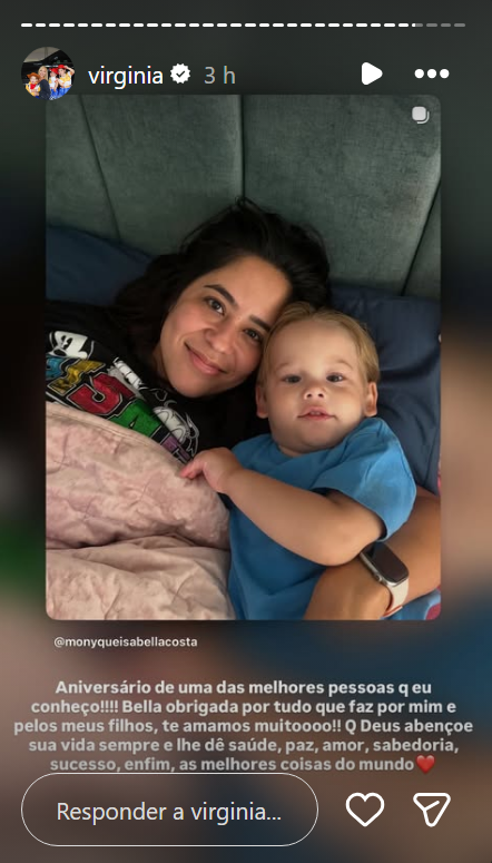 Virginia usou as redes sociais para prestar homenagem à ex-cunhada Monyque Isabella • Instagram/Virginia
