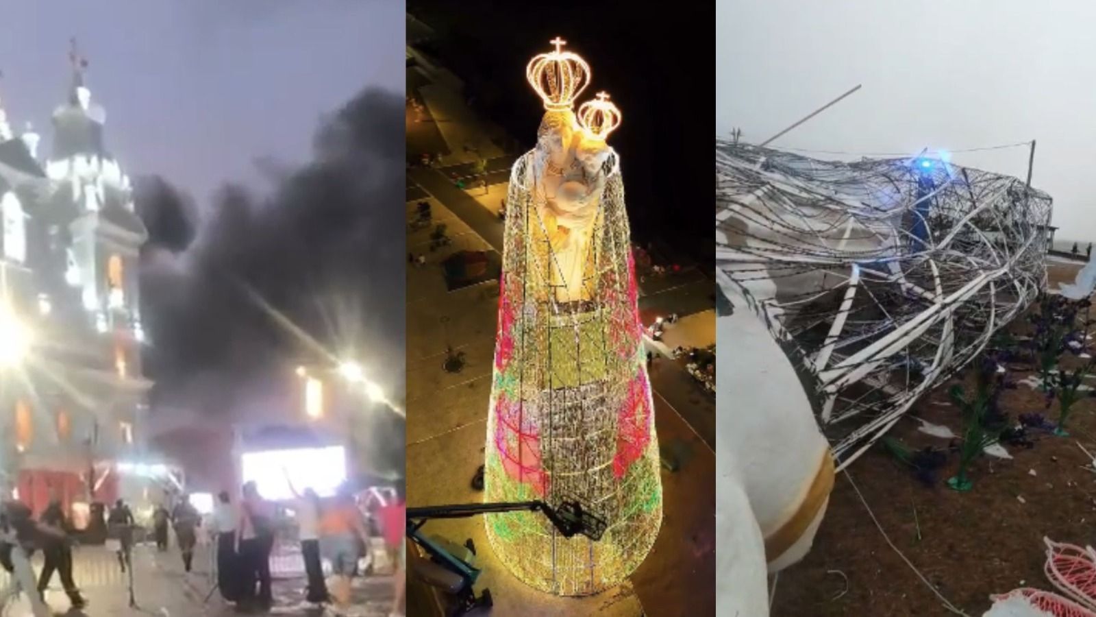 Círio em Belém: Imagem gigante de Nazaré desaba após fortes chuvas