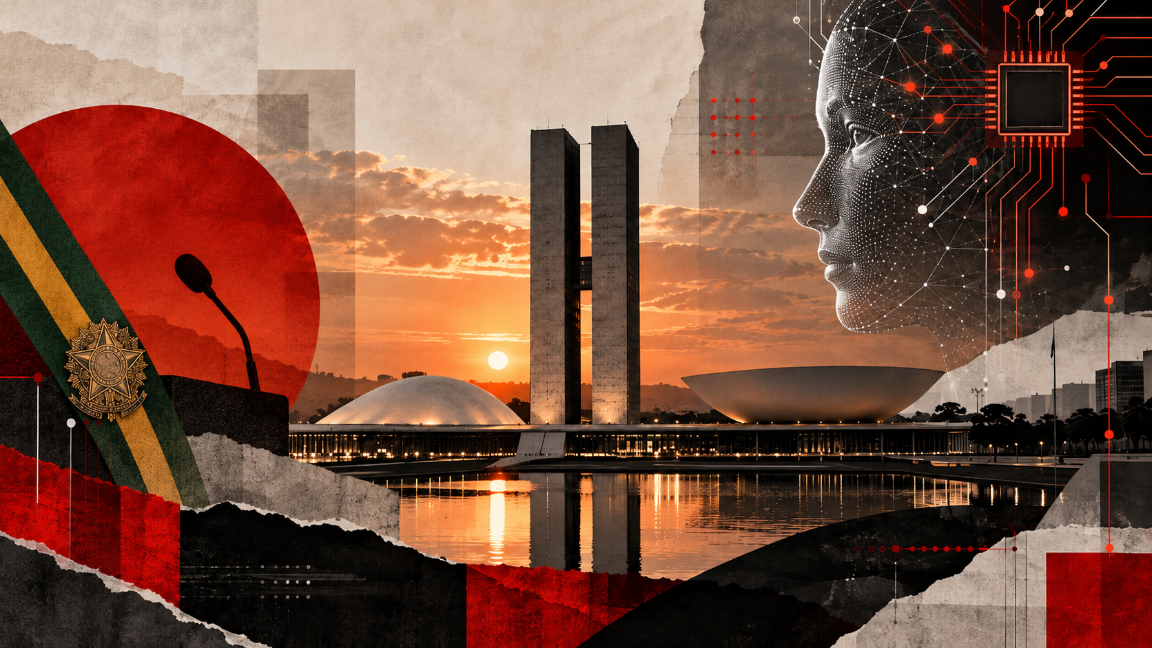Imagem gerada por IA mostra elementos de Brasília, presidência e inteligência artificial