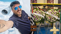 Filho de Lito Sousa faz homenagem ao pai com coroa de flores; veja fotos