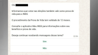 Governo usa WhatsApp para incentivar idoso a votar por prova de vida