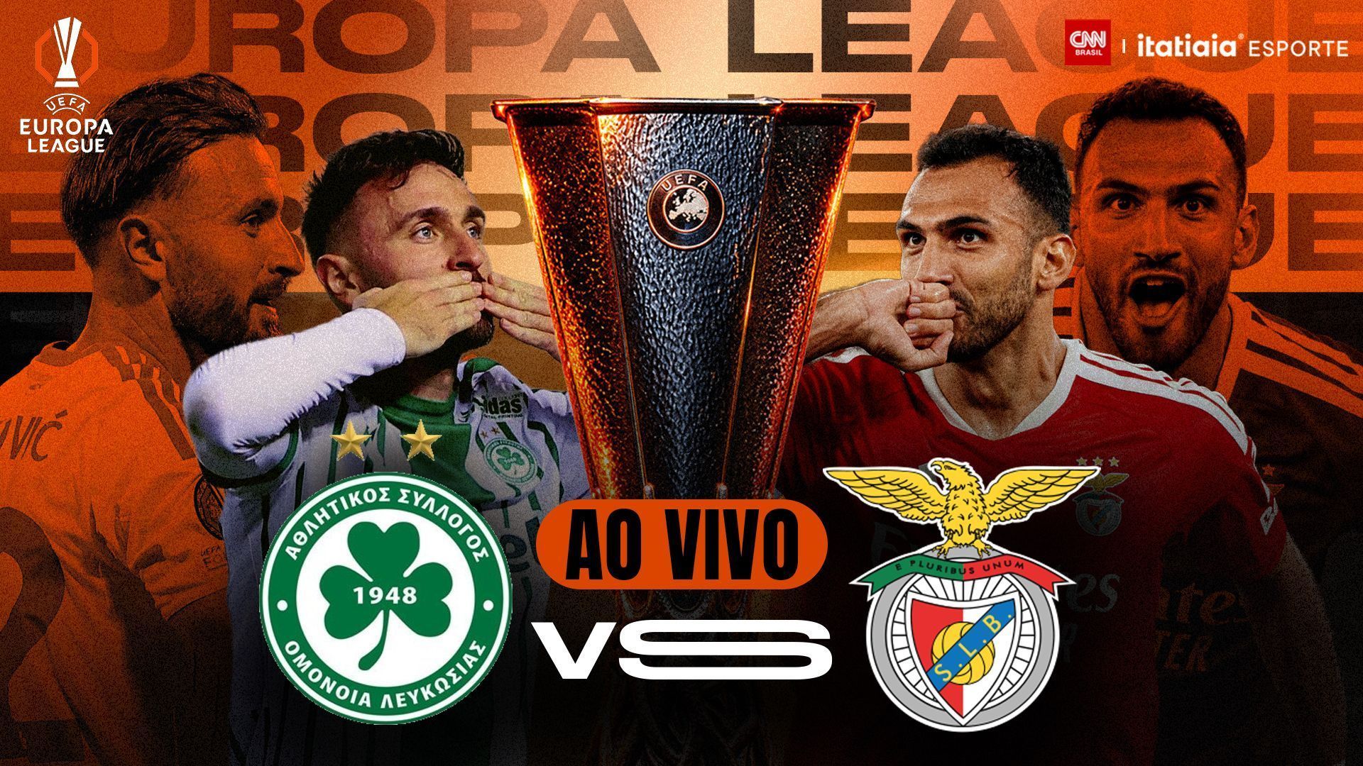 Omonia x Benfica: assista ao jogo da Europa League ao vivo e com imagens