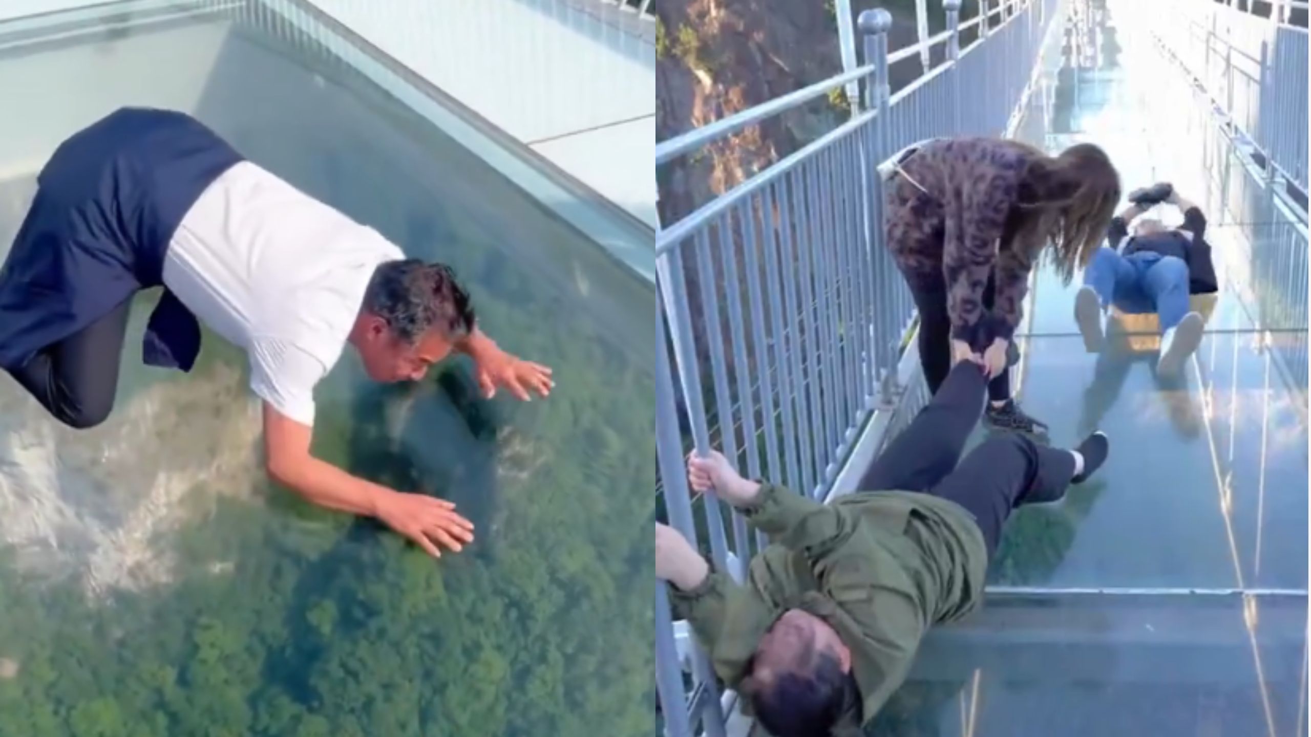Desfiladeiros com piso transparente na China se tornam teste de coragem para turistas que tem medo de altura