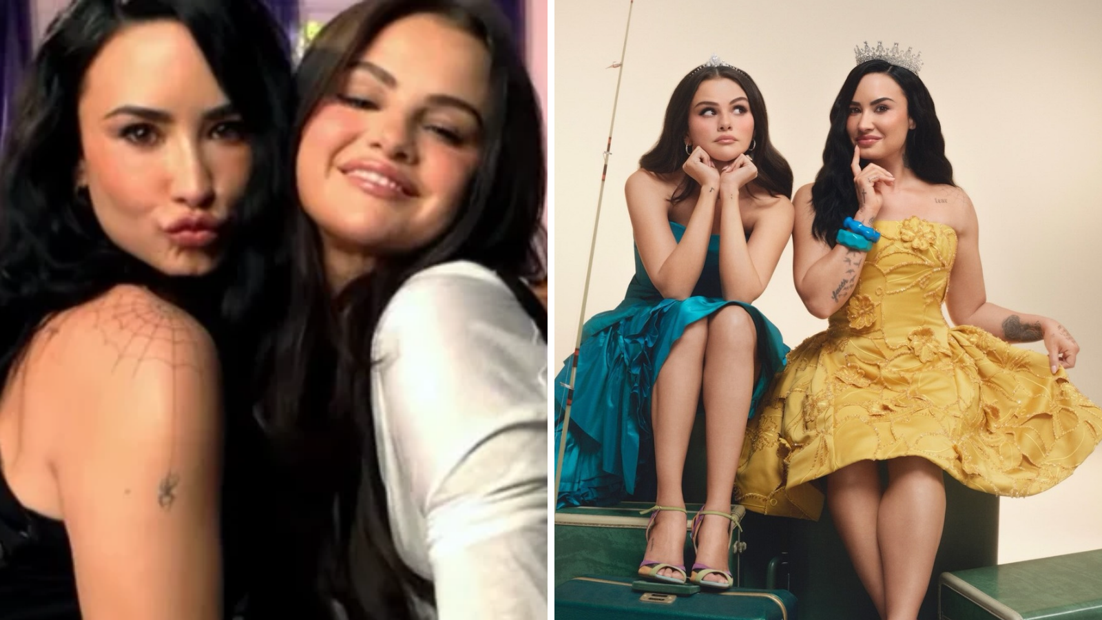 Demi Lovato e Selena Gomez em anúncio de parceria • Instagram/Rare Beauty