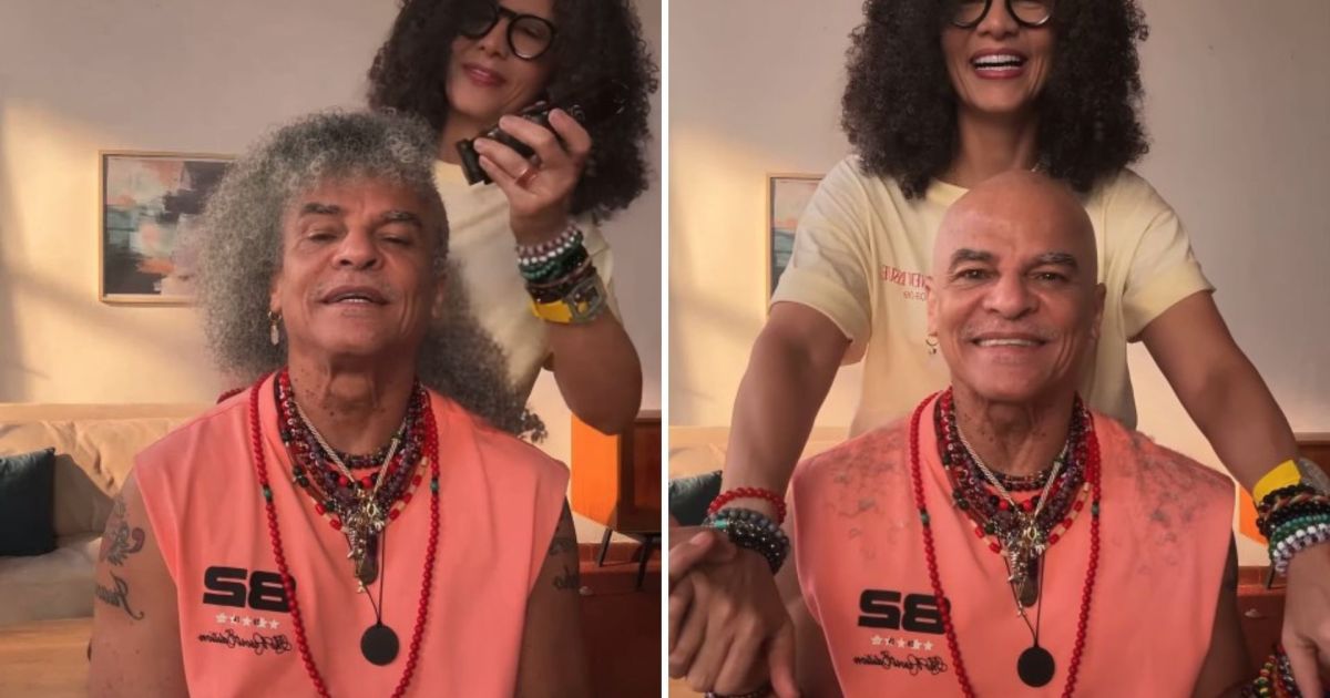 Carlos Valderrama com cabeça careca após transformação de visual
