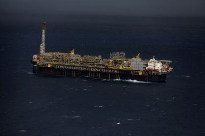 Visão geral da plataforma de petróleo P-66 da Petrobras