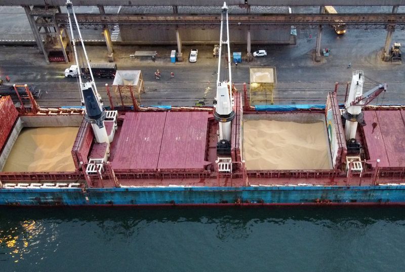 Navio graneleiro descarrega soja dos EUA no porto de Paranaguá