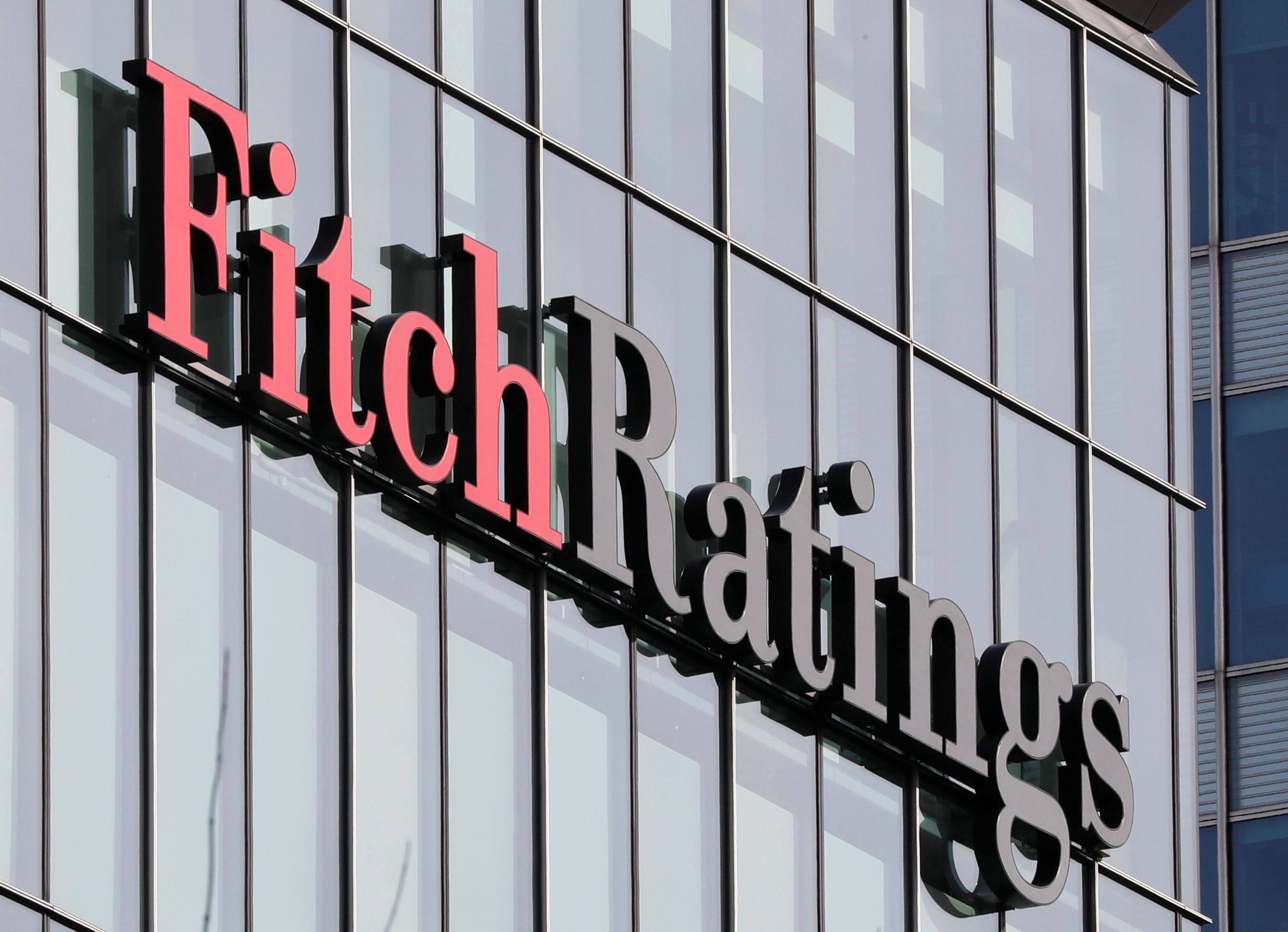 Logo da Fitch Ratings em sua sede em Londres