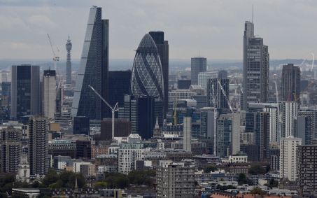 Vista do distrito financeiro de Londres, no Reino Unido