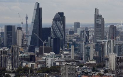 Vista do distrito financeiro de Londres, no Reino Unido