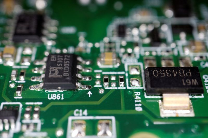 Chips em uma placa de circuito impresso