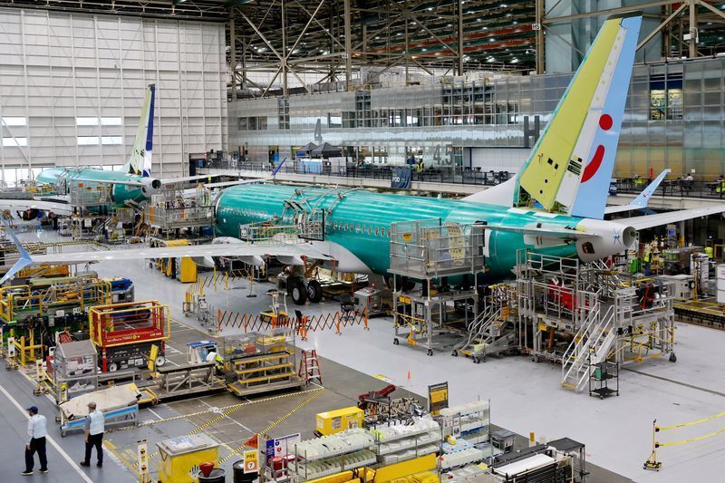 Aeronaves Boeing 737 MAX são montadas na fábrica da empresa