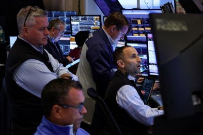 Operadores na bolsa de Nova York