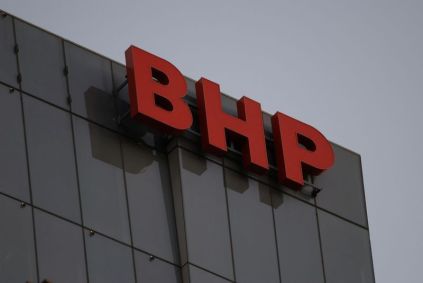 Logo da BHP na sede da empresa, em Melbourne, na Austrália