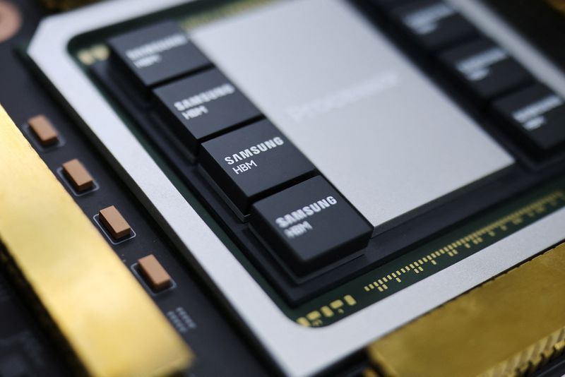 Chips HBM4 da Samsung Electronics em exibição em Seul
