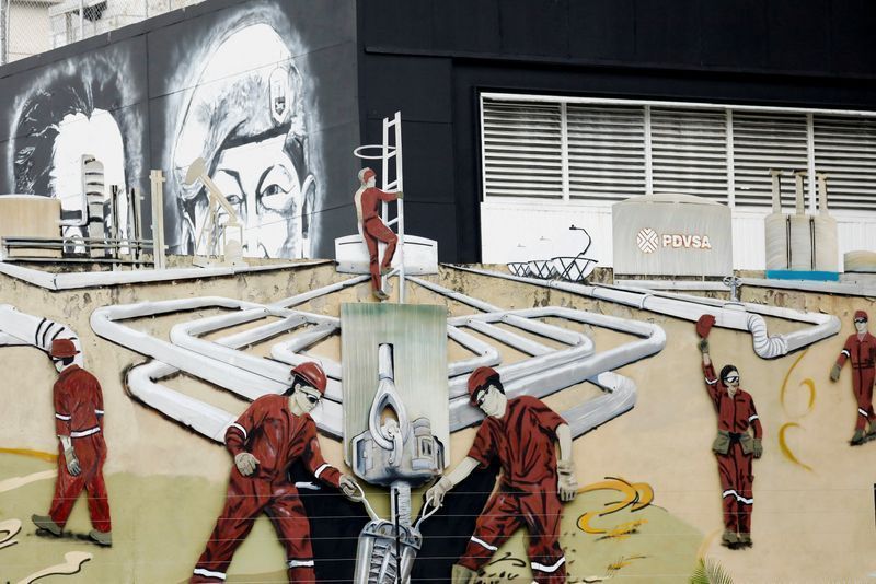 Mural perto da sede da PDVSA em Caracas