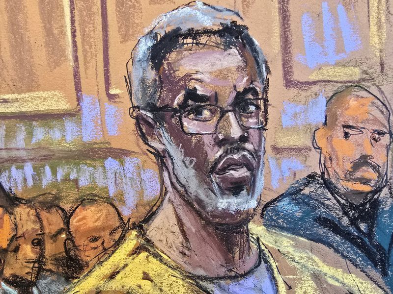 Sean "Diddy" Combs durante audiência em tribunal em Nova York,