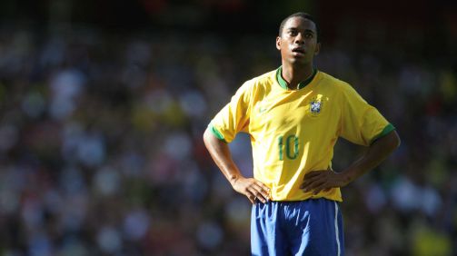 Robinho durante amistoso entre Brasil e Argentina em Londres em 2006