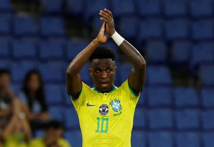 Vinícius Junior em jogo pela Seleção Brasileira