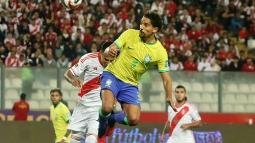 Marquinhos marca gol do Brasil contra o Peru