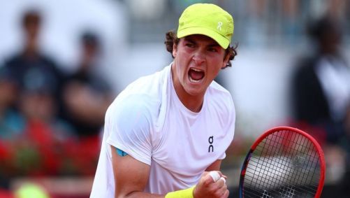 João Fonseca during a match of the Italia Open in Rome
